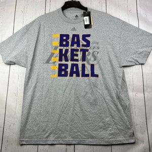 Los Angeles Lakers NBA 2XL Adidas Basketball T-Shirt Gray‎ Men New